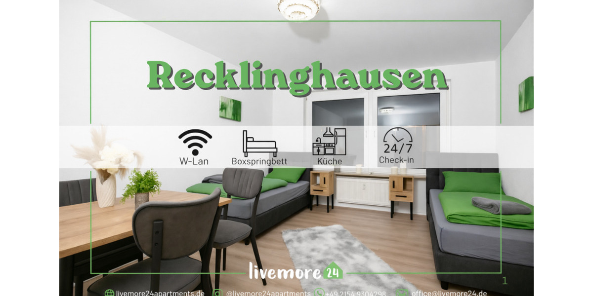 Wohnen auf Zeit Recklinghausen Grullbad - 3 Zimmer, 75 m&sup2;, 15&euro; | Angebot:25926333