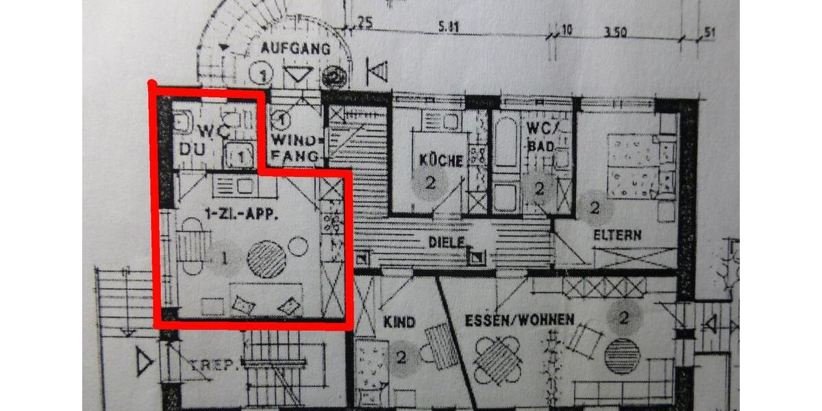 Etagenwohnung Obersontheim - 1 Zimmer, 21 m&sup2;, 295&euro; | Angebot:26238412