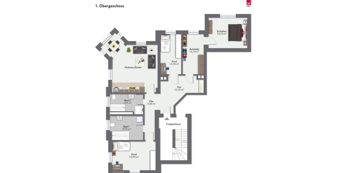 Komfortable Familienwohnung in Altbau-Stadtvilla am Rande des Zentrums von Königsbrück. 5 zimmer