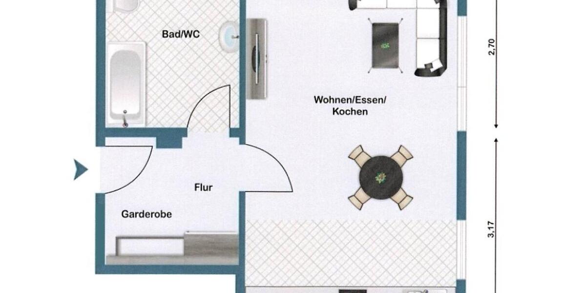 Erdgeschoßwohnung Mutlangen - 1.5 Zimmer, 35 m&sup2;, 350&euro; | Angebot:26278573