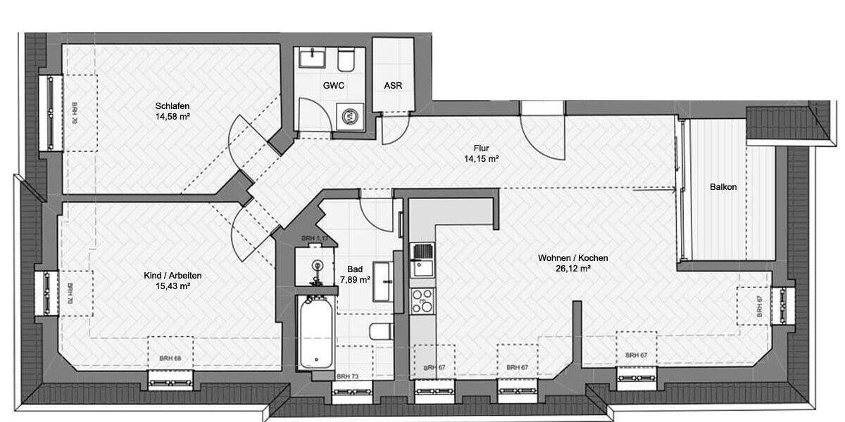 Etagenwohnung Dresden Striesen-Ost - 3 Zimmer, 85 m&sup2;, 1.850&euro; | Angebot:26767951