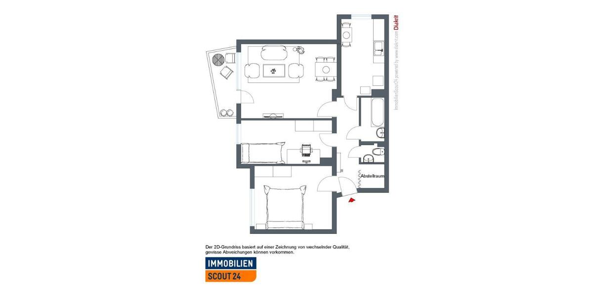 Etagenwohnung Kassel Niederzwehren - 3 Zimmer, 68 m&sup2;, 642&euro; | Angebot:26295128