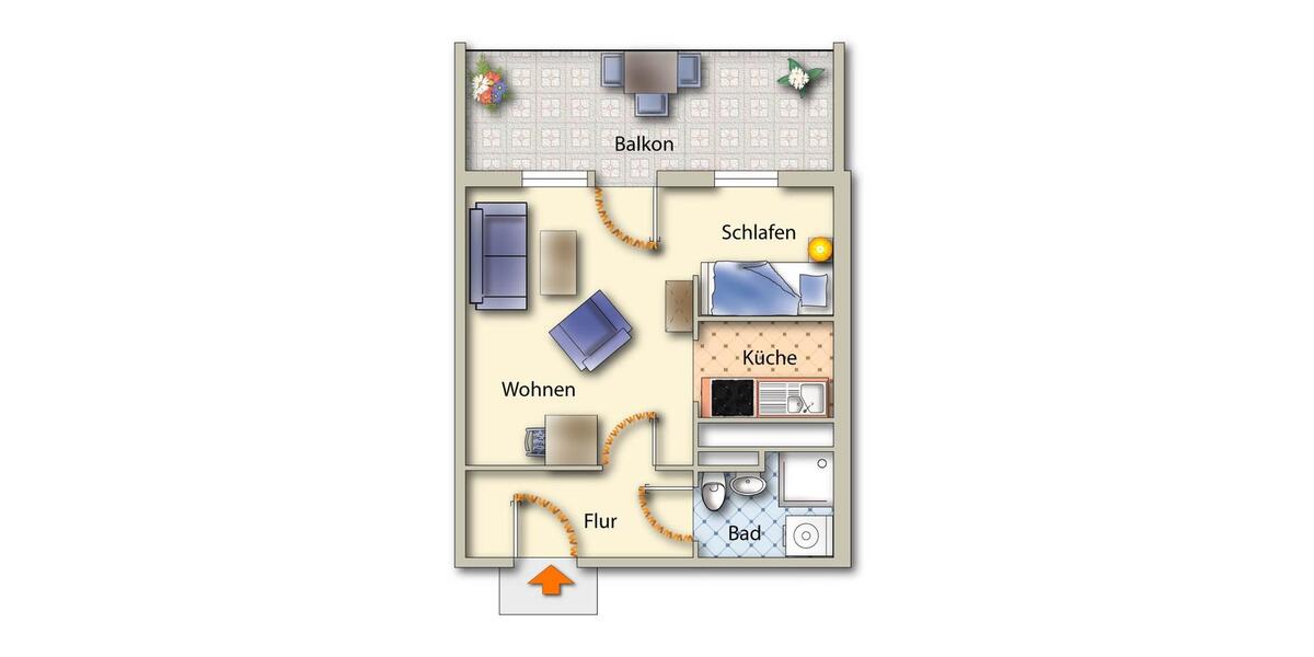 Etagenwohnung Freiberg - 1 Zimmer, 36 m&sup2;, 260&euro; | Angebot:25571030
