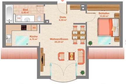 Wohnung Freystadt - 2 Zimmer, 47 m&sup2;, 600&euro; | Angebot:25342323