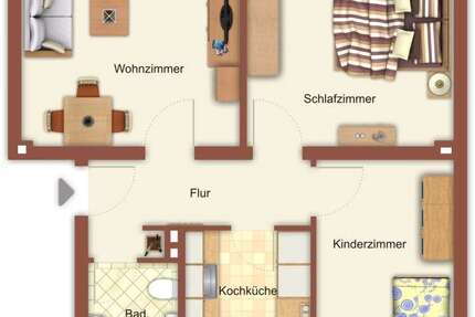 Wohnung Mönchengladbach Hardt-Mitte - 3 Zimmer, 52 m&sup2;, 589&euro; | Angebot:27286469