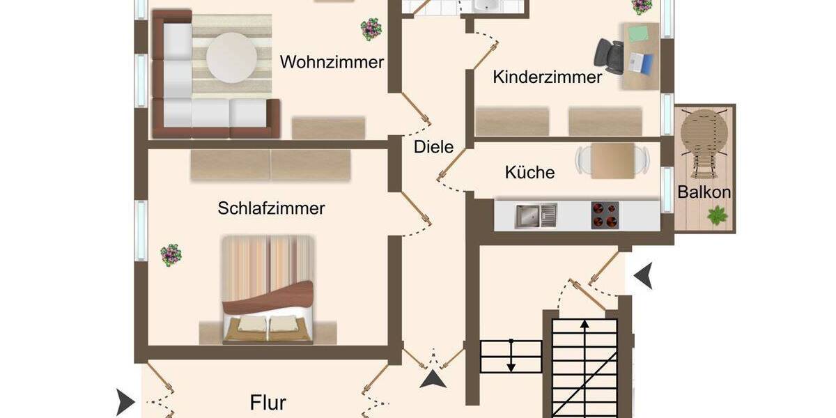 Etagenwohnung Chemnitz Ebersdorf - 3 Zimmer, 72 m&sup2;, 349&euro; | Angebot:26852308