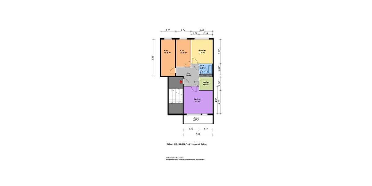 Etagenwohnung Neubrandenburg - 4 Zimmer, 76 m&sup2;, 477&euro; | Angebot:26564333