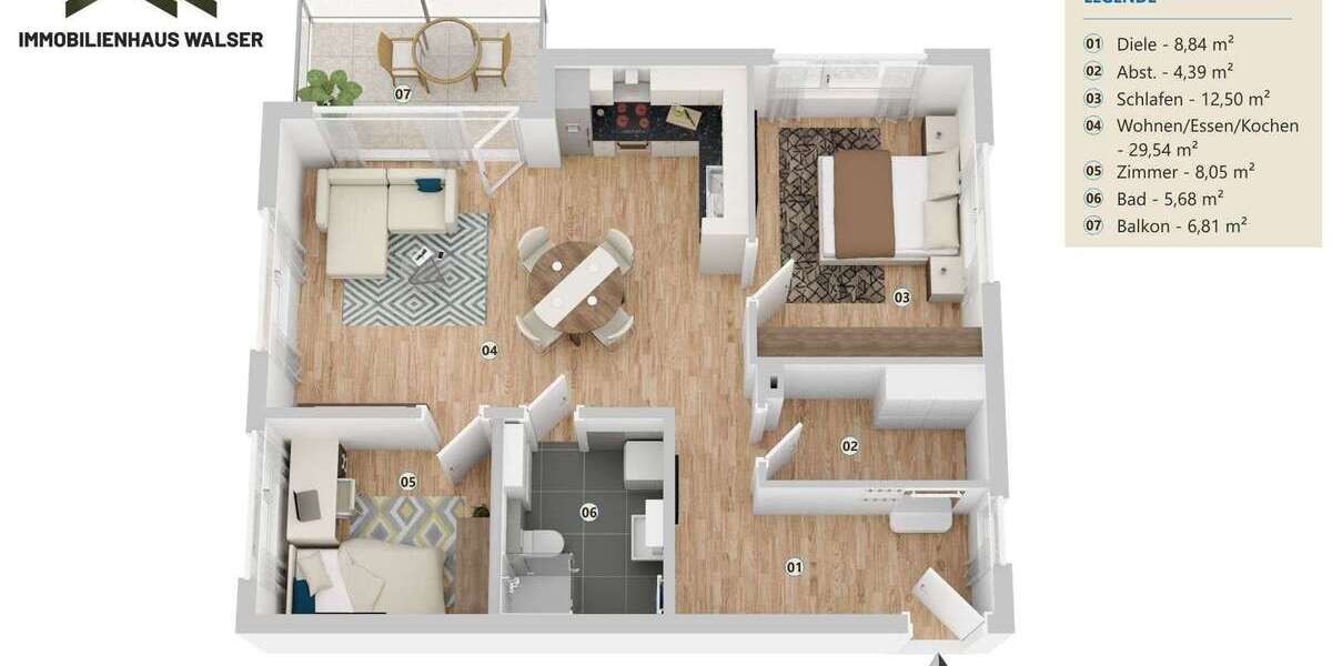 Etagenwohnung Ulm-Wiblingen Wiblingen - 3 Zimmer, 74 m&sup2;, 1.250&euro; | Angebot:26164125