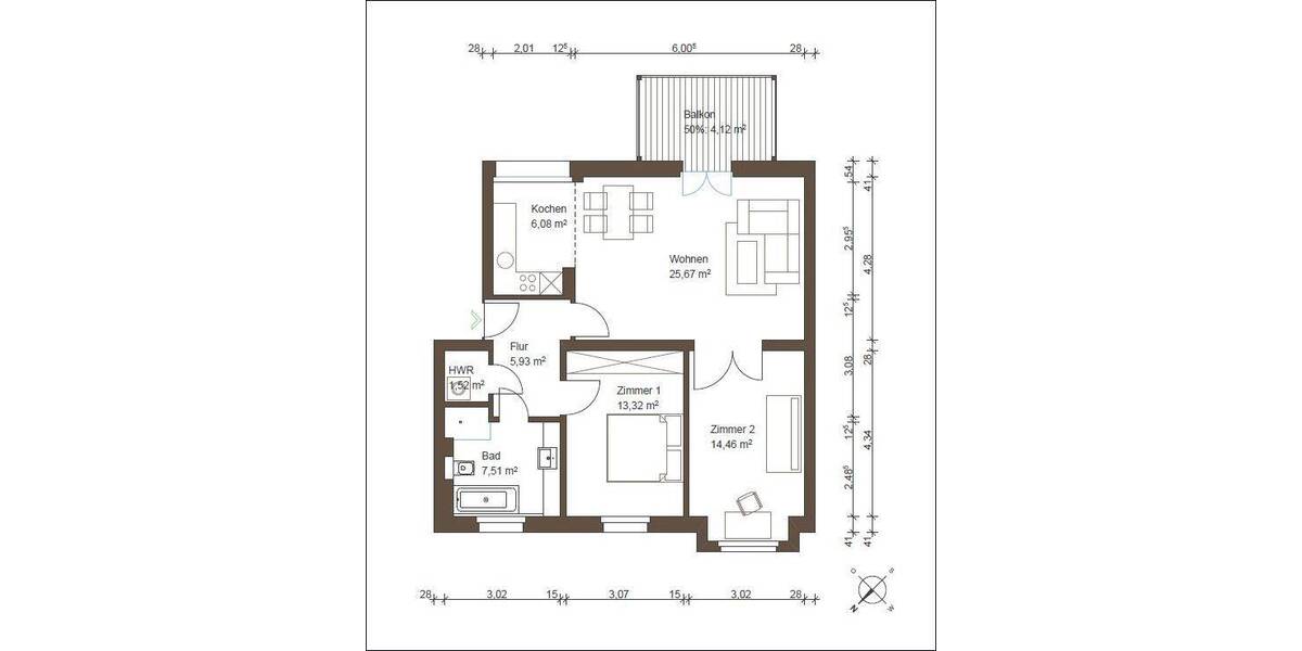Etagenwohnung Ludwigshafen Friesenheim/Nord - 3 Zimmer, 78 m&sup2;, 920&euro; | Angebot:26820611