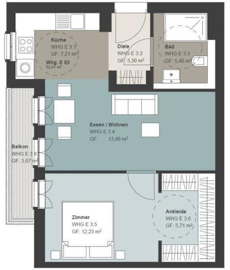 Dachgeschoßwohnung Potsdam Potsdam West - 2 Zimmer, 52 m&sup2;, 1.400&euro; | Angebot:25990150