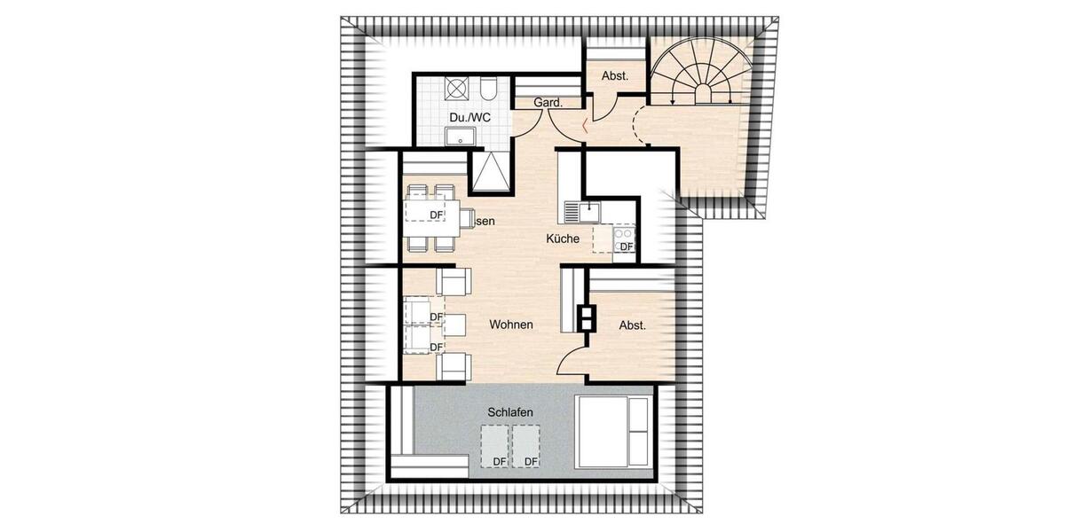 Dachgeschoßwohnung Frammersbach - 1 Zimmer, 45 m&sup2;, 420&euro; | Angebot:26644955