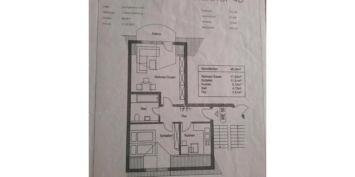 Etagenwohnung Neustadt an der Orla - 1 Zimmer, 48 m&sup2;, 444&euro; | Angebot:24650210