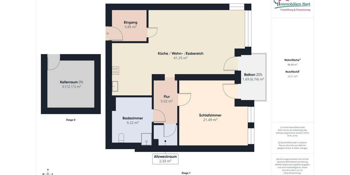 Etagenwohnung Perl - 2 Zimmer, 86 m&sup2;, 1.050&euro; | Angebot:25973505
