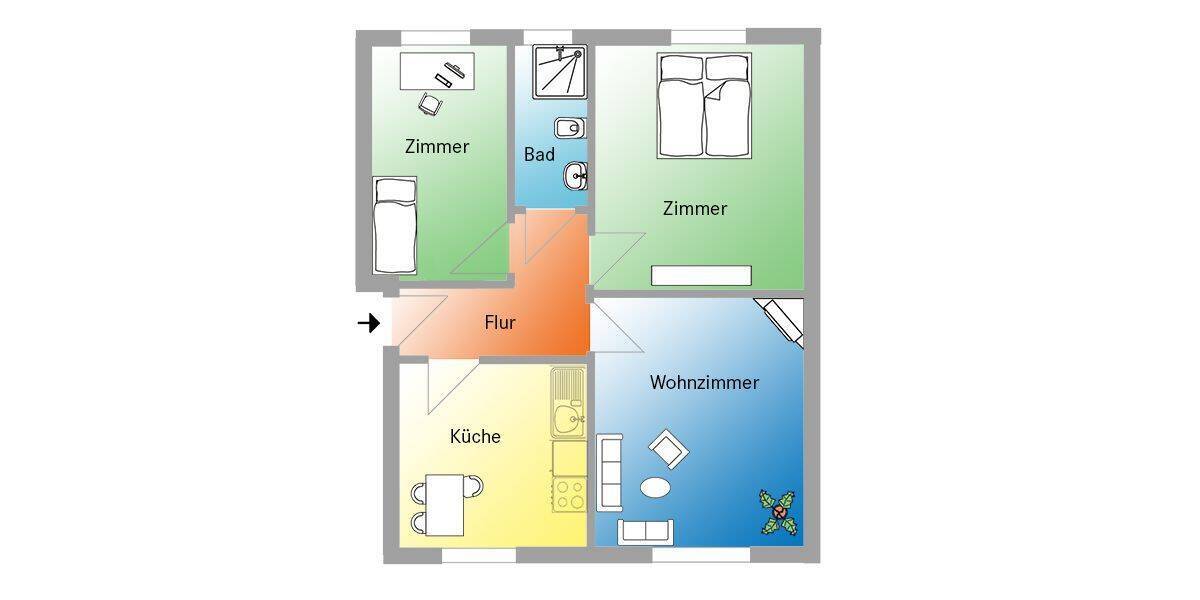 Etagenwohnung Magdeburg Fermersleben - 3 Zimmer, 56 m&sup2;, 347&euro; | Angebot:26798026