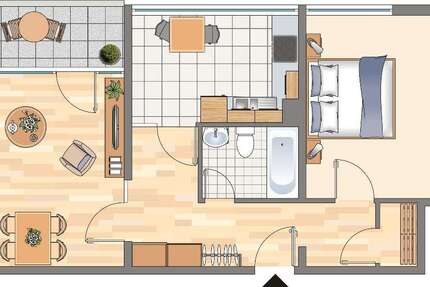 Wohnung Dortmund Hörde - 2 Zimmer, 62 m&sup2;, 301&euro; | Angebot:25272524