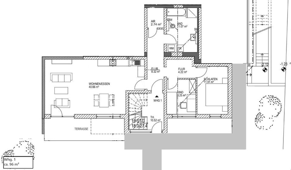Erdgeschoßwohnung Passau Auerbach - 3 Zimmer, 95 m&sup2;, 1.250&euro; | Angebot:26664486
