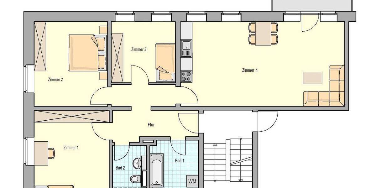 Etagenwohnung Oschatz - 4 Zimmer, 105 m&sup2;, 952&euro; | Angebot:26106215