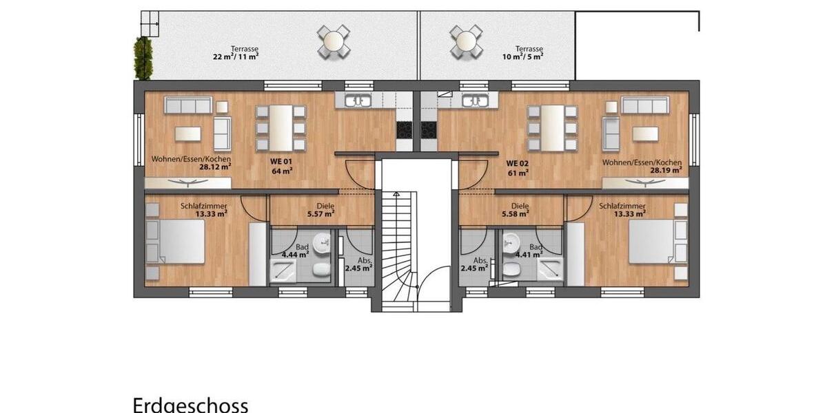 Erdgeschoßwohnung Dettenheim - 2 Zimmer, 64 m&sup2;, 890&euro; | Angebot:26618456