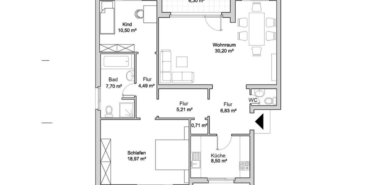 Hochparterre Hannover Ricklingen - 3 Zimmer, 94 m&sup2;, 1.197&euro; | Angebot:24979491