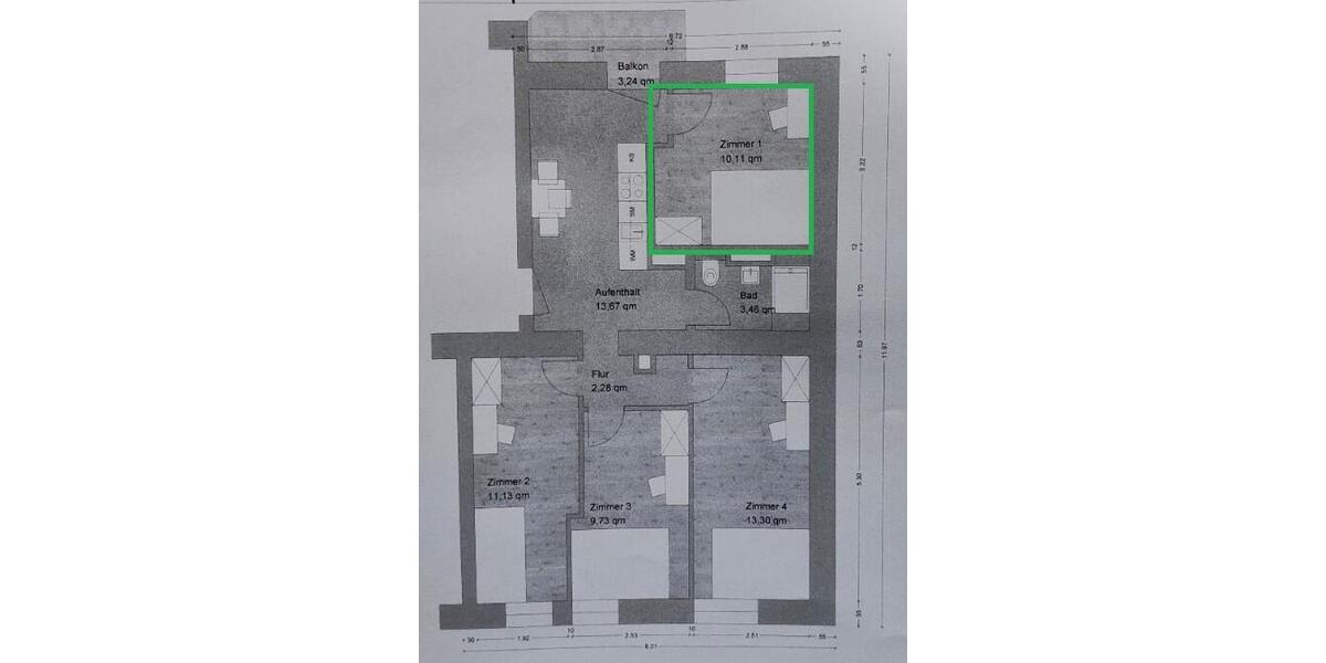 Etagenwohnung Nürnberg Hasenbuck - 1 Zimmer, 10 m&sup2;, 365&euro; | Angebot:24868827
