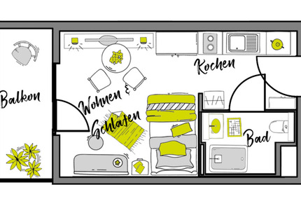 Möblierte Wohnung - Typ: Komfort mit Balkon, im Herzen von Gmünd zimmer