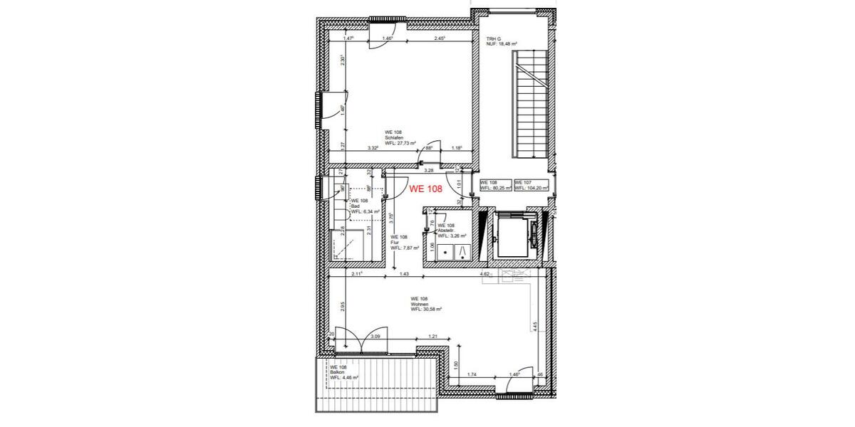 Etagenwohnung Osnabrück Eversburg - 2 Zimmer, 80 m&sup2;, 1.280&euro; | Angebot:25377065