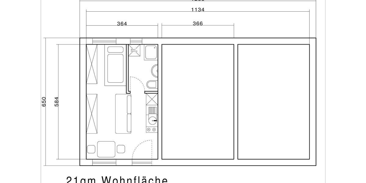 Erdgeschoßwohnung Fulda - 1 Zimmer, 21 m&sup2;, 500&euro; | Angebot:24835518