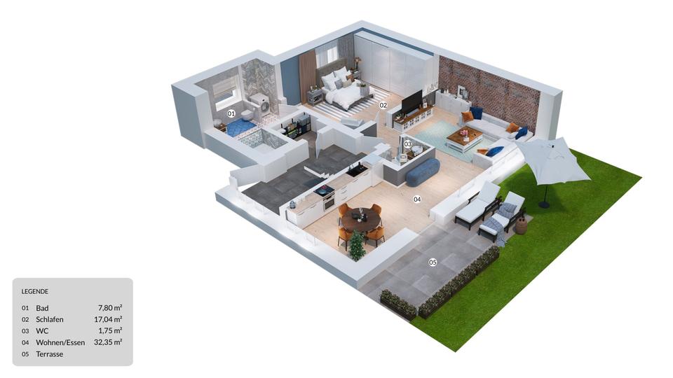 Etagenwohnung Neuenhaus - 2 Zimmer, 65 m&sup2;, 865&euro; | Angebot:21092835