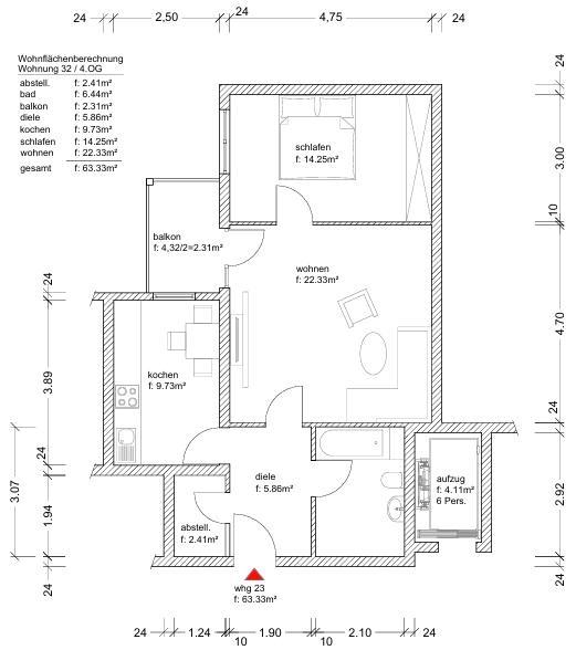Etagenwohnung Waldkraiburg - 2 Zimmer, 63 m&sup2;, 900&euro; | Angebot:26115392