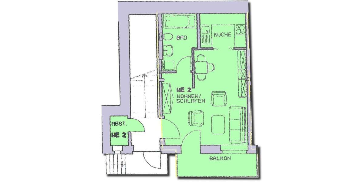 Ab 01.04 !!!Einraumwohnung im Zwickauer Zentrum mit Balkon und kleiner Küche! 1 zimmer