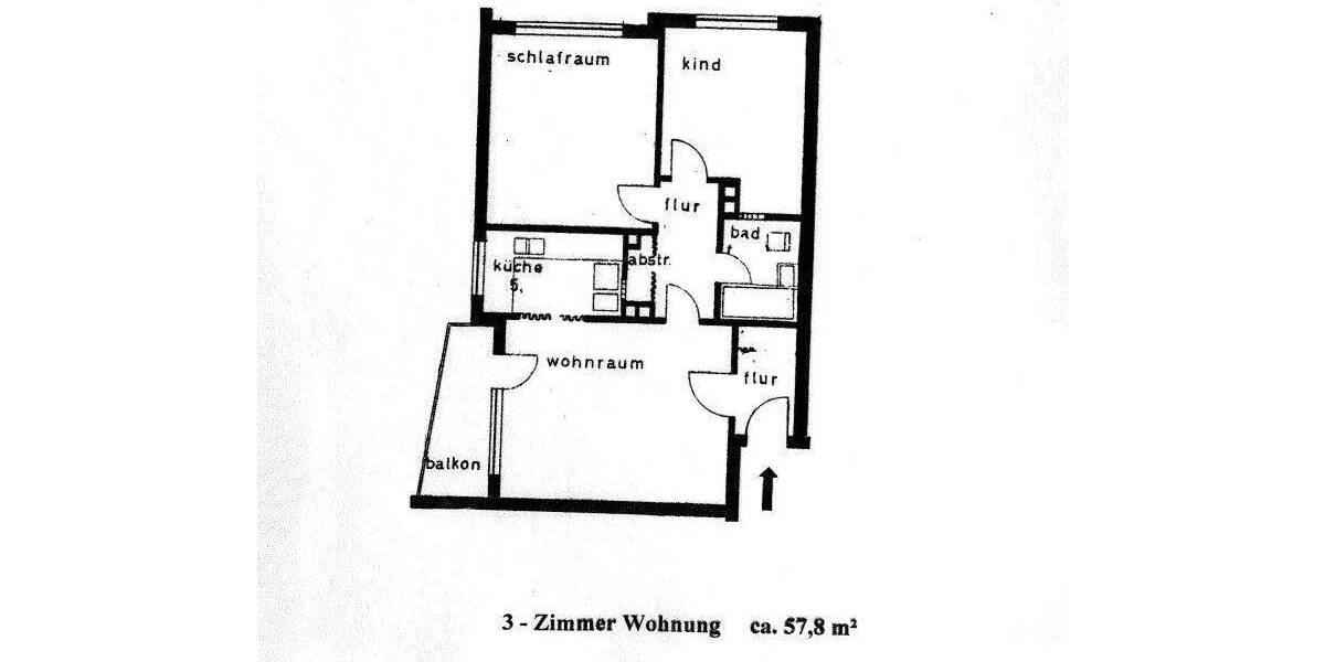 Etagenwohnung Kassel Süsterfeld/Helleböhn - 3 Zimmer, 57 m&sup2;, 526&euro; | Angebot:24973991