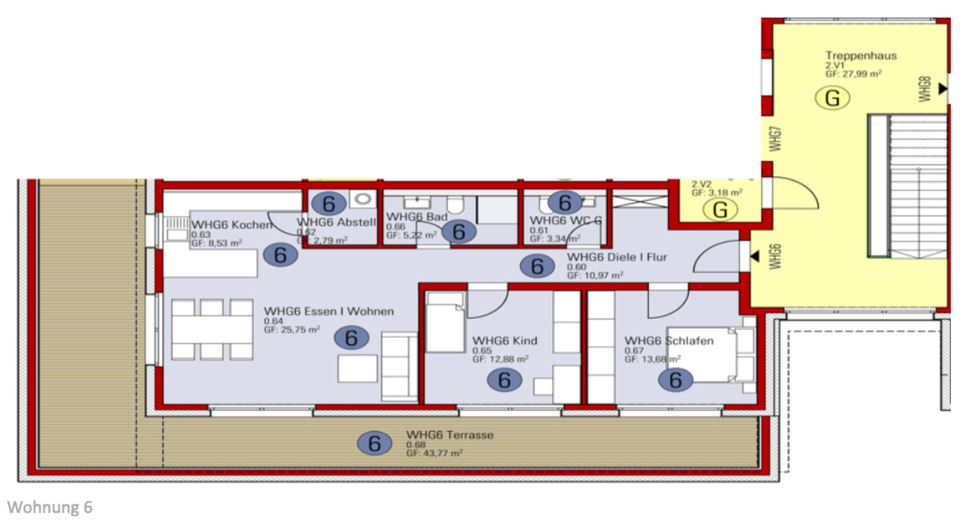 Etagenwohnung Östringen - 3 Zimmer, 1.632&euro; | Angebot:21096306
