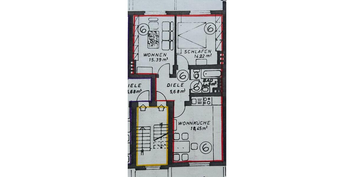 Etagenwohnung Wuppertal Arrenberg - 2 Zimmer, 58 m&sup2;, 460&euro; | Angebot:26536679
