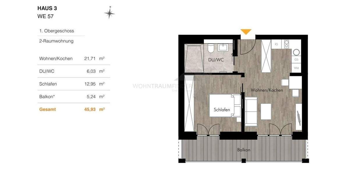 Etagenwohnung Chemnitz Rabenstein - 2 Zimmer, 45 m&sup2;, 655&euro; | Angebot:24450910