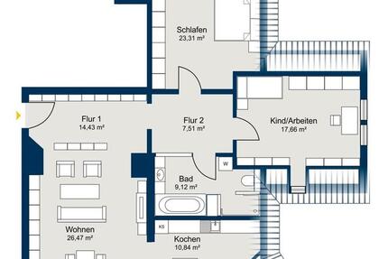 Wohnung Augsburg - 3 Zimmer, 118 m&sup2;, 1.695&euro; | Angebot:25271781