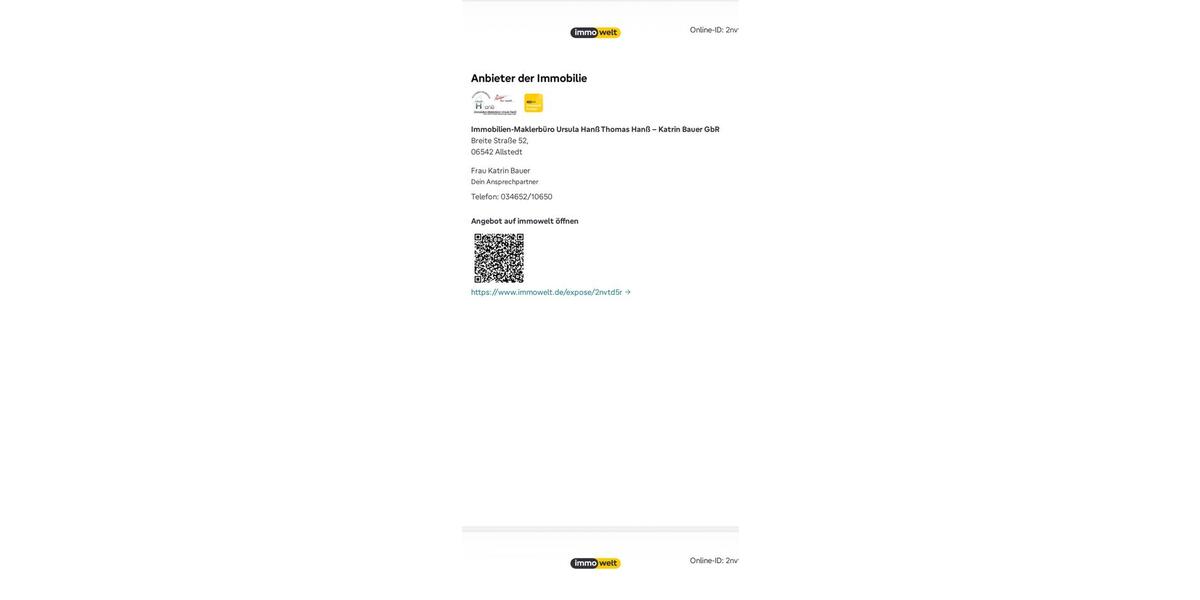 Dachgeschoßwohnung Allstedt - 2 Zimmer, 66 m&sup2;, 606&euro; | Angebot:26612271