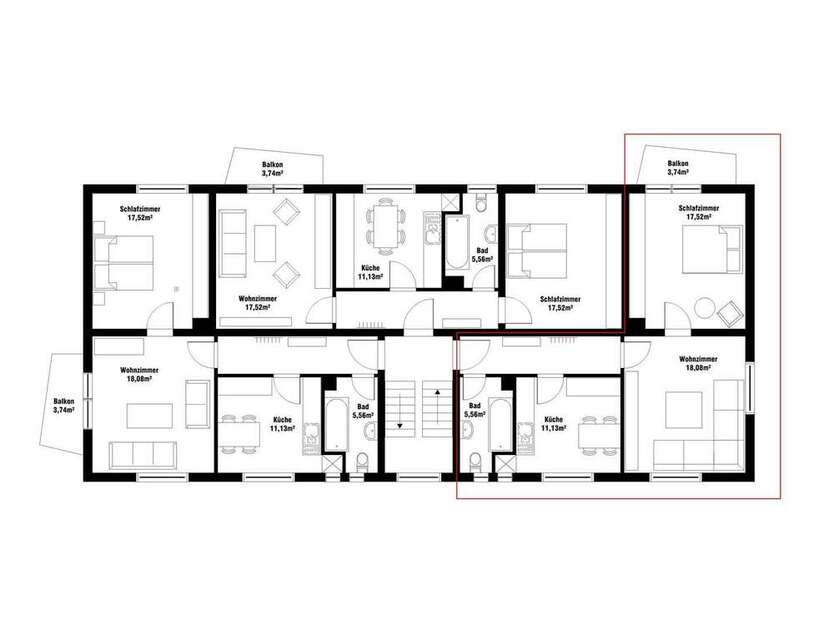 Wohnung zum Mieten in Sinntal 450 € 56.7 m²