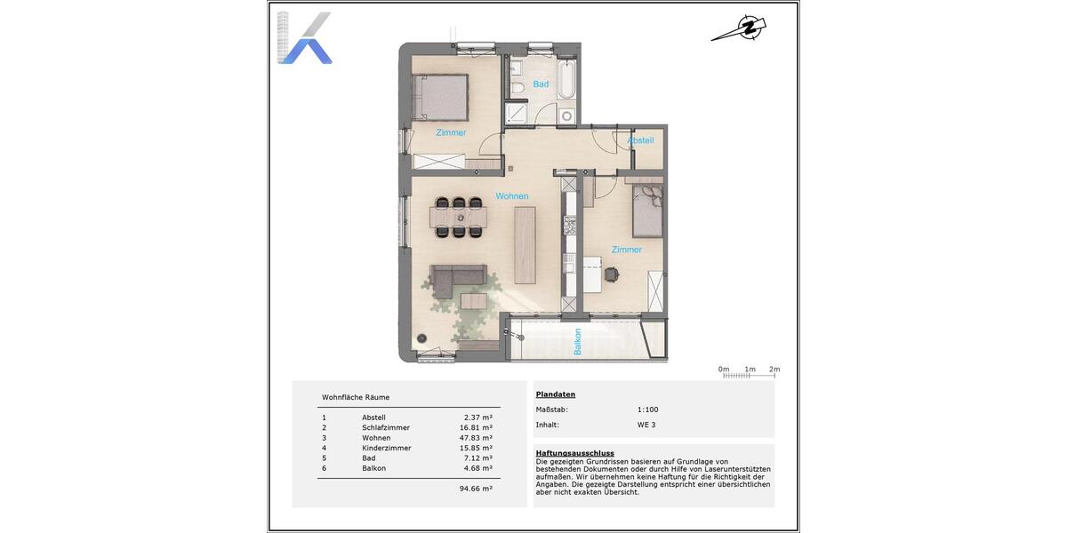 Etagenwohnung Leinefelde-Worbis Worbis - 3 Zimmer, 95 m&sup2;, 1.050&euro; | Angebot:25962785