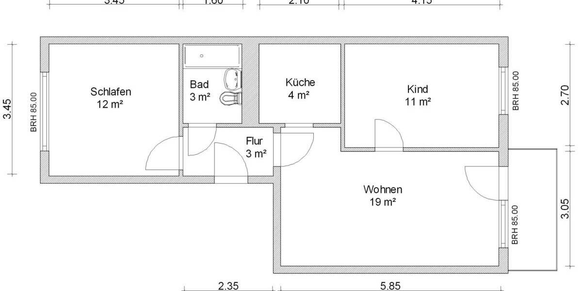Etagenwohnung Zwickau Eckersbach - 3 Zimmer, 55 m&sup2;, 330&euro; | Angebot:26751182