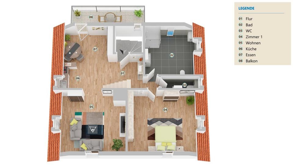 Dachgeschoßwohnung Möckmühl - 3 Zimmer, 73 m&sup2;, 694&euro; | Angebot:24919333