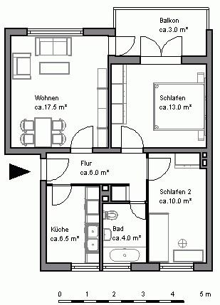 Erdgeschoßwohnung Hannover Buchholz-Kleefeld - 3 Zimmer, 60 m&sup2;, 643&euro; | Angebot:23866579