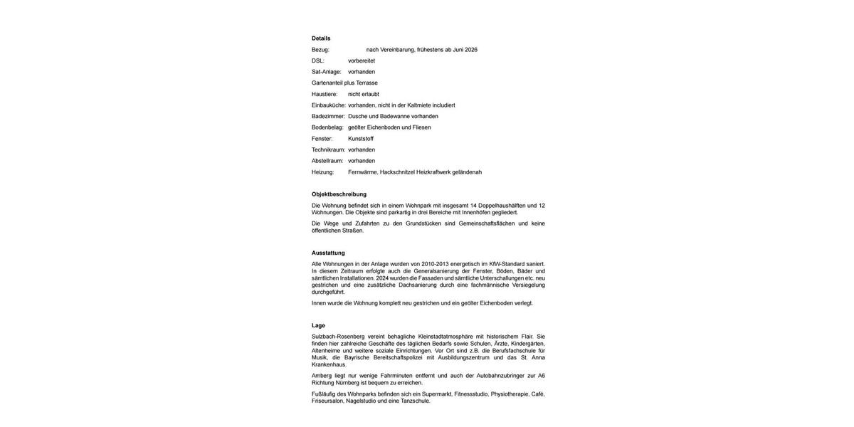 Erdgeschoßwohnung Birgland - 2.5 Zimmer, 79 m&sup2;, 790&euro; | Angebot:26356662