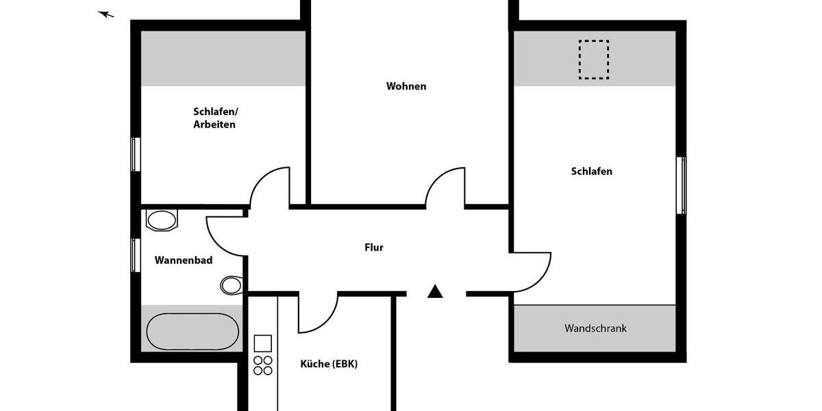 Dachgeschoßwohnung Einbeck - 3 Zimmer, 68 m&sup2;, 440&euro; | Angebot:25047486