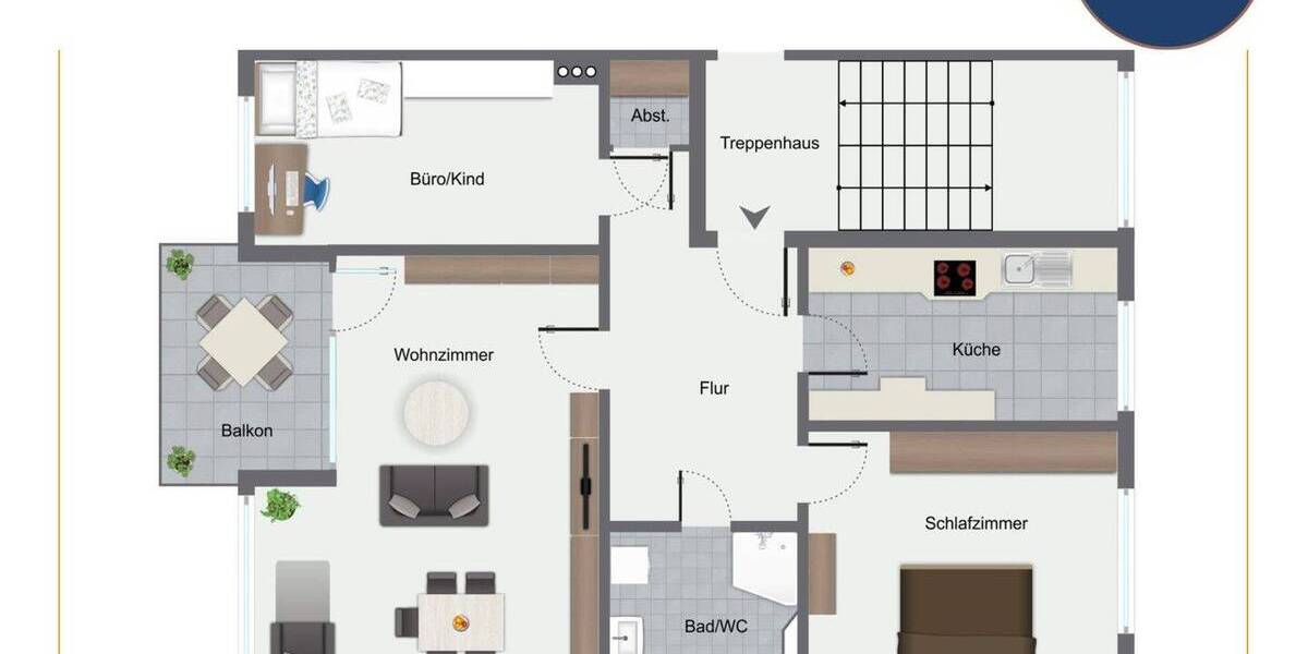 Etagenwohnung Bonn Mehlem - 3 Zimmer, 78 m&sup2;, 880&euro; | Angebot:26128262