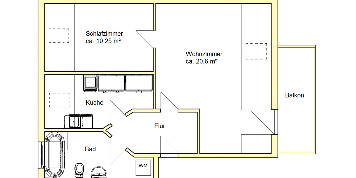 Dachgeschoßwohnung Altenburg - 2 Zimmer, 43 m&sup2;, 265&euro; | Angebot:25237118