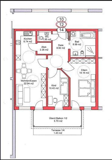 Etagenwohnung Marktl - 3 Zimmer, 85 m&sup2;, 830&euro; | Angebot:26356613