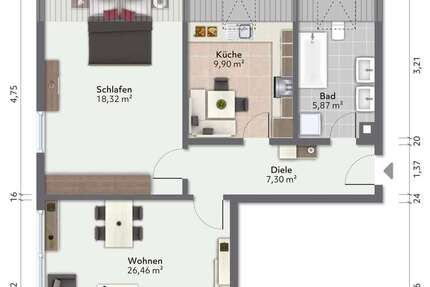 Wohnung Albbruck - 2 Zimmer, 52 m&sup2;, 640&euro; | Angebot:24180322
