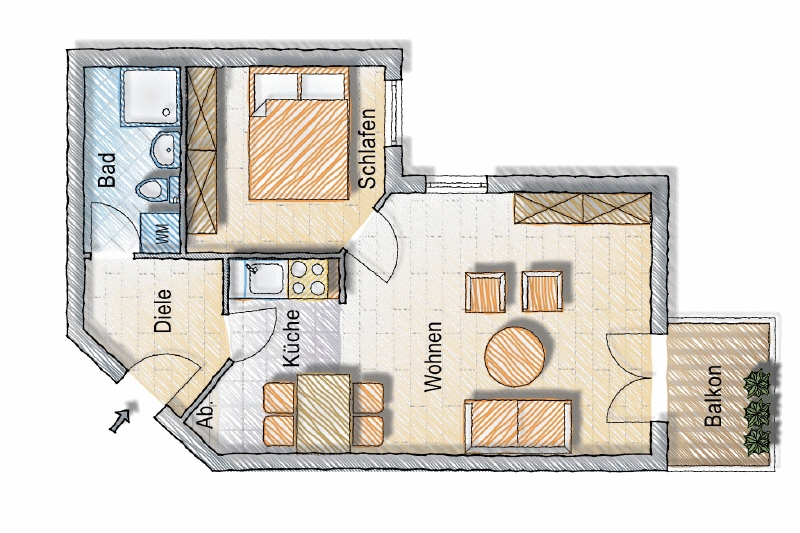 ALLES NEU – BALKON – NEUE TÜREN – NEUES DUSCHBAD – ROLLÄDEN – NEUER VINYLDESIGNBELAG 2 zimmer