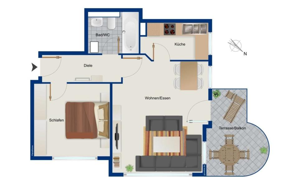 Etagenwohnung Weil der Stadt - 2 Zimmer, 50 m&sup2;, 700&euro; | Angebot:26671482