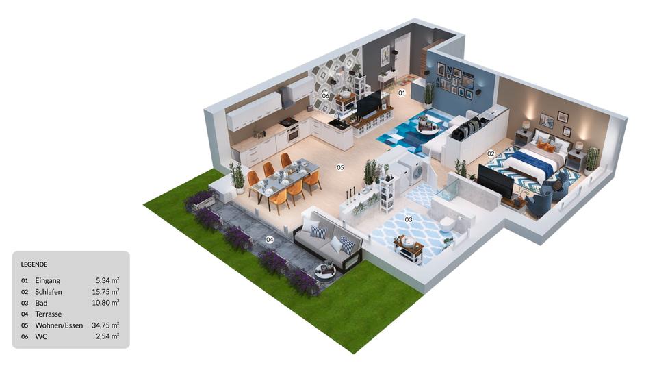 Etagenwohnung Neuenhaus - 3 Zimmer, 76 m&sup2;, 1.000&euro; | Angebot:20969718